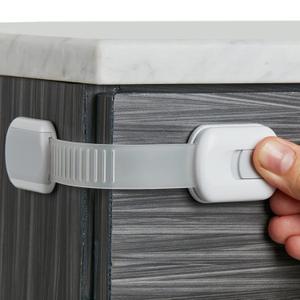 Child Safety Strap Locks (12 Pack) Baby Locks for Cabinets and Drawers, Toilet, Fridge & More. 3M Adhesive Pads. Easy Installation, No Drilling Required, White/Gray