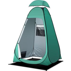 anngrowy Shower Tent Pop-Up Privacy Tent Camping Portable Toilet Tent Outdoor Camp Bathroom Changing Dressing Room Instant Privacy Shelters for Hiking Beach Picnic Fishing Potty, Extra-Tall, UPF 50+ (GREEN)
