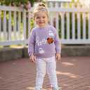 FOMOYUU Baby Girl Boy Knit Sweater Halloween Outfit Embroidery Warm Crewneck Long Sleeve Tops Fall Winter Clothes (2-3T, Purple)