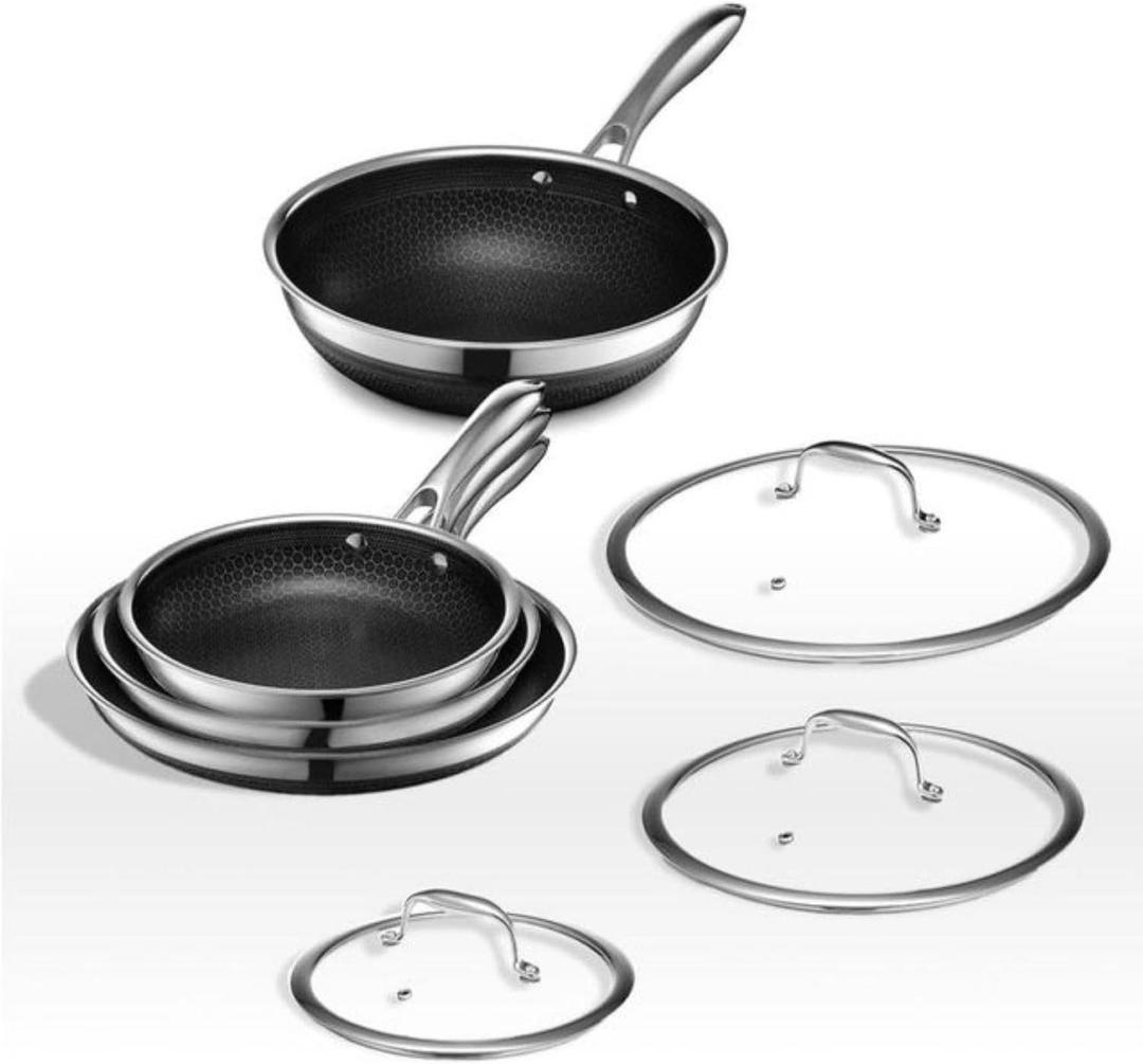 HexClad Hybrid Nonstick 7-Piece Cookware Set With Lids & Wok