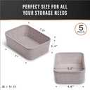 BINO | Woven Plastic Basket | XS (Natural Grey), 5-Pack | THE JUTE COLLECTION | Home Organization, Space - Saving Storage, Stylish Design | Jute Basket | Plastic Storage Basket