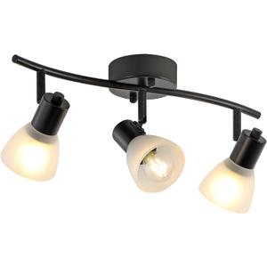 KEESFU 3 Light Track Lighting Fixtures Ceiling,Adjustable Directional Ceiling Lights with Glass Shade,Industrial Ceiling Spotlight for Kitchen Over Sink Bedroom Hallway Living Room,E12base.