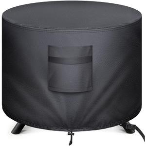 BALEINE Gas Fire Pit Cover, Fade Resistant 420D Oxford Waterproof Firepit Fire Table Cover (Black, Round, 22''x16'')