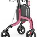 HOMLAND 3 Wheel Walkers for Seniors, FSA/HSA Eligible Foldable Wheeled Rollator with Cane Hold and Cup Hold, Lightweight Three Wheel Rolling Walker Height Adjustable for Seniors