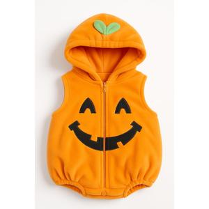 stylesilove Infant Toddler Halloween Baby Kids Fleece Pumpkin Costume Comfy Jumpsuit (80/6-12 Months)