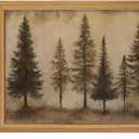 Vintage Pine Trees wall art,Retro Farmhouse Wall Decor Art Pictures,Country Nature-InspiredLandscape Canvas Posters Prints for Living Room, Bedroom,Cabin,Wood Frame 12x16in