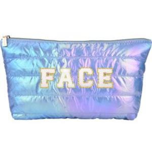 Hiroyuki Iridescent Makeup Bag, 14 inches Cosmetic Bag, Large Capacity Travel Pouch (Face, purple)