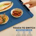 Electric Warming Tray for Food-Versatile Food Warming Mat for Parties- 3 Temperature Settings-Rollable & Portable,Premium Silicone Nano-Material with Auto Shut-Off - Heating Mat for Gatherings (Blue)