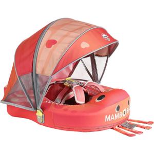 Mambobaby Float Non-Inflatable Baby Float with Canopy, Five-Point Safety System, 3D Canopy(Detachable) UPF 50+, Baby Pool Floats for 3-24 Months, Dual-Mode Toddler Swim Floaties