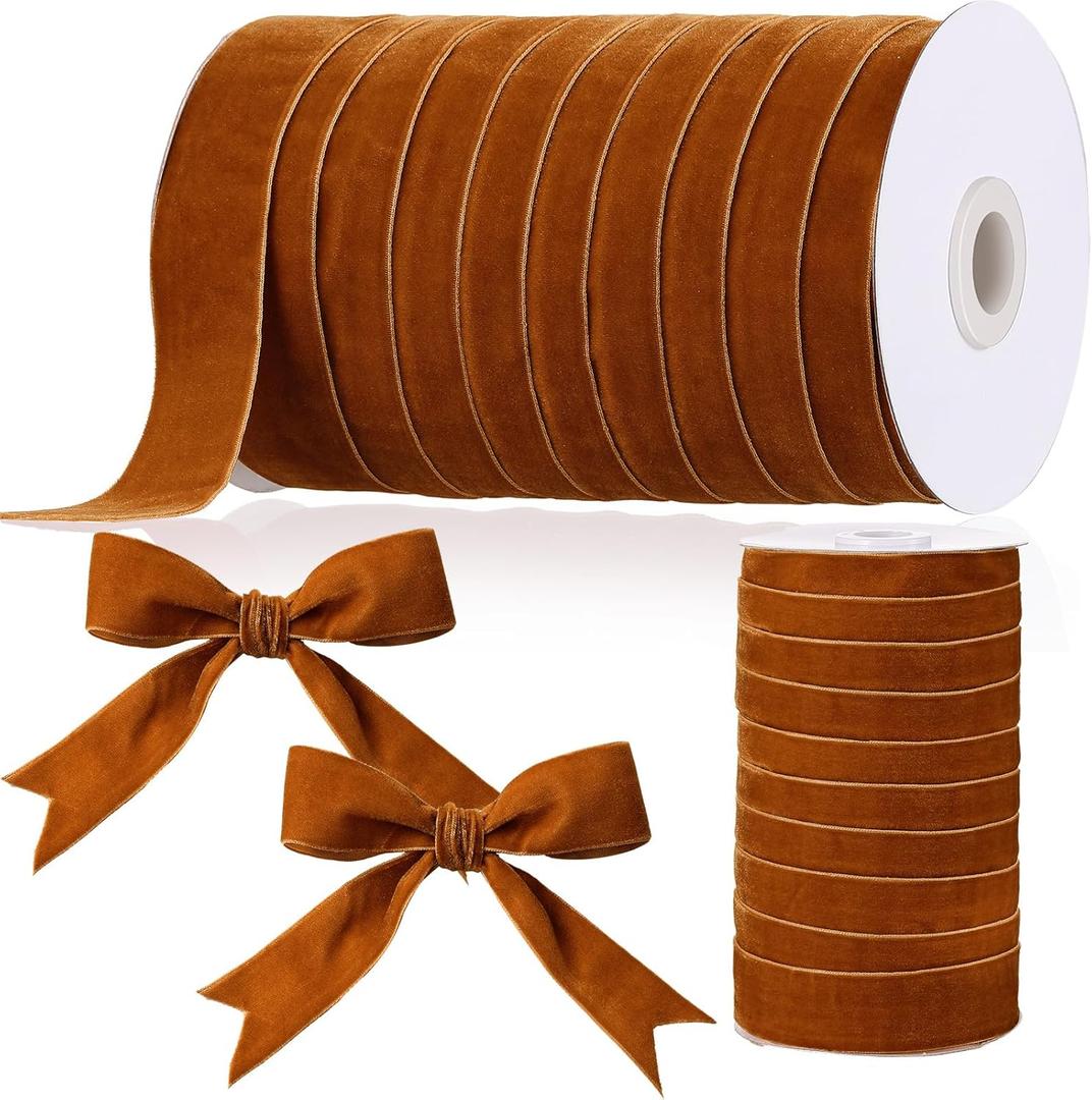 Chuangdi 1 Inch, 30 Yard Christmas Ginger Velvet Ribbon Wide Vintage Velvet Ribbons for Christmas Tree Ornaments Flower Bouquets Wedding Wreath Bow Making DIY Craft Choker