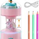 ZQS Electric Pencil Sharpener(6-11mm), Fully Automatic Colored Pencil Sharpener for Kids with Auto in & Out Rechargeable Sharpener for Classroom/Home/Office (YF8147_Pink)