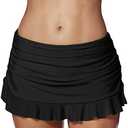 Seagoo Swim Skirt Bottoms for Women Bikini Skirted Slimming Chlorine Resistant Swimwear, Black, Size 14
