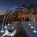 3 Pack 10ft Christmas Light Archway, Multicolor LED Light with 8 Modes, Holiday Wedding Outdoor Arch Decoration, Pathway Driveway Garden Lawn Yard Light Tunnel Decor, Easy Assembly, Reusable