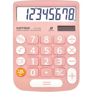 CATIGA Desktop Calculator 8 Digit with Solar Power and LCD Display, Big Buttons, for Home, Office, School, Class and Business, 4 Function Small Basic Calculators for Desk, CD-8185