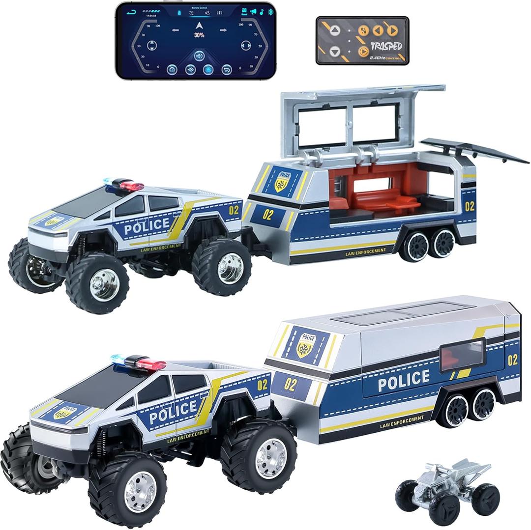 GRANTLEY Mini RC Cybertruck Toy with RV - Remote Control Car RC Trucks,1:64 Scale Off-Road Car, Kids Christmas Birthday Gifts Present Boys Girls Toys Ages 6+