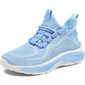 RUNSIDE Boys Girls Sneakers, Lace up Kids Tennis Shoes for Walking/Running Lightweight Breathable Gym Shoes Outdoor, Size 5, Blue