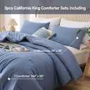 ROSGONIA California King Comforter Set Slate Blue, 3pcs (1 Boho Blue Cal King Comforter & 2 Pillowcases) All Season Lightweight Bedding Blanket Quilt
