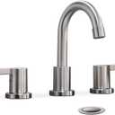 Phiestina 2 Handle 3 Hole 8 Inch Widespread Bathroom Faucet with Metal Pop-Up Drain, Brushed Nickel, WF015-1-BN