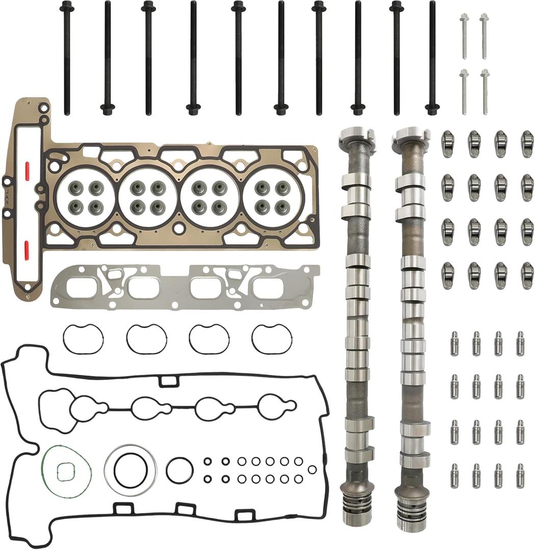 2.4 Camshafts Head Gasket Set w/Bolt Valve Lifters Rocker Arms Fit For Chevy Captiva Malibu Buick LaCrosse Regal Pontiac Saturn 2.4L L4 2008-2017 12604896 12611996 HS26517PT
