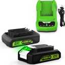 Energup 2Pack 24Volt Replacement Greenworks 24V Battery 3.5A, 29842 29852 29322 BAG709 BAG710 20352 22232 2508302 for 2X24V Batteries with 1Port 24Volt greenworks Battery Charger