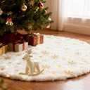 36 Inches Christmas Tree Skirts,White Christmas Decor,with Gold Sequin Snowflakes Soft Plush Tree Skirt,Faux Fur Tree Skirt for 4ft Xmas Tree Decor Xmas New Year Home Party Decorations (36 Inches)