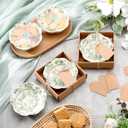 SiliFine 96 Pcs Wedding Favors for Guests Small Ceramic Bowl Bulk Gifts Set 3.3 Inch Floral Design Mini Dipping Sauce Dish with Card Box for Bridal Pooja Baby Shower Birthday (Flower,Sage Green)