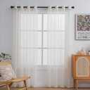 PI Sheer Voile Light Filtering Curtains Grommet Top,Backdrop Window Treatment for Living Room/Bedroom 2 Panels (W52 X L84, Butter)
