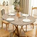 Weave Printed 48 x 68 Inch Oval Fitted Tablecloth with Elastic Edged, Waterproof Oil Proof Wipeable Oblong Table Cover for Indoor Outdoor Patio Table, Fits Oblong Oval Tables Up To 48" W x 68" L