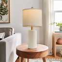G-SAFAVA 20.25" Small Single Table Lamp for Bedroom Modern Ceramic Nightstand Lamp Farmhouse Bedside Lamp Boho Living Room Lamp White End Side Table Lamp