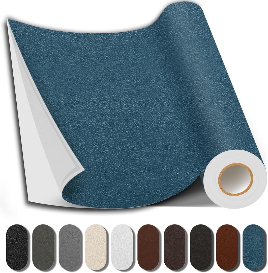 Leather Repair Patch, 17X79 Inch Repair Patch Self Adhesive Waterproof, DIY Large Vinyl Patches for Couches, Furniture, Kitchen Cabinets, Wall Blue, 17X79 Inch