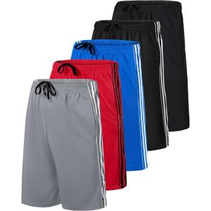 Real Essentials 5 Pack: Mens 9" Mesh Shorts Athletic Gym, Workout, Basketball, Running, Casual Lounge Activewear Pockets (XL)