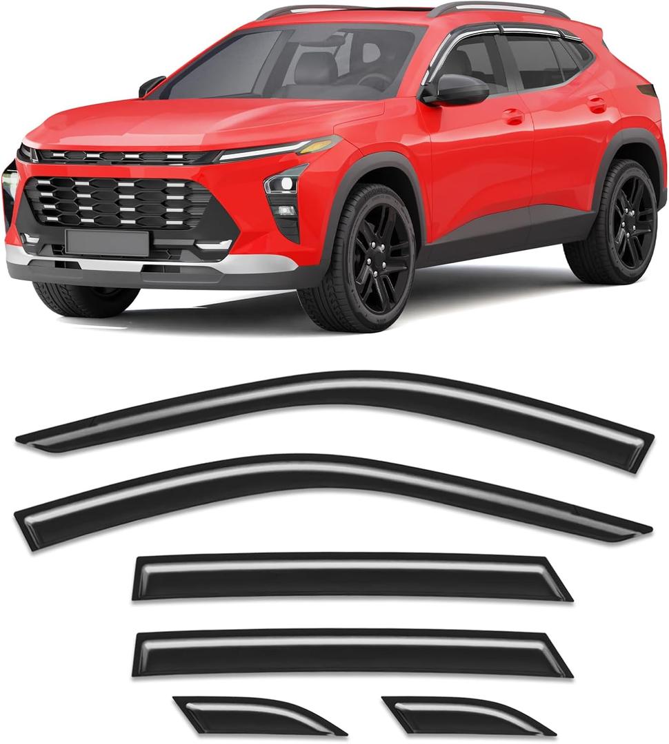 6-PCS Extra-Thick Rain Guards Fit for Chevy Trax 2024 2025 2026 Extra Durable Tape-on Window Rain Guard Window Deflectors Vent Shades Window Visor Vent Visors Exterior Car Accessories