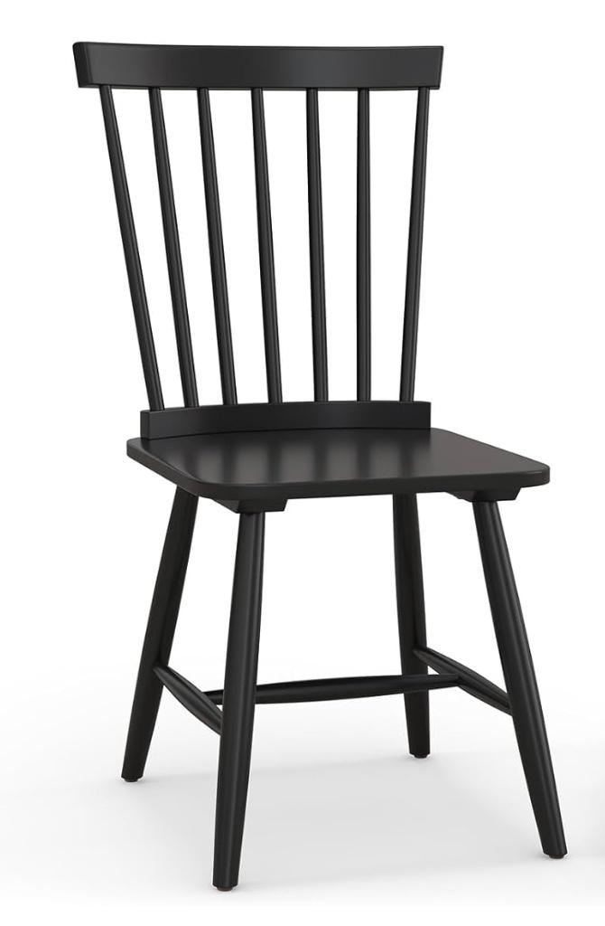 Black Windsor Dining Chairs Armless Spindle Back Solid Rubber Wood Set of 1