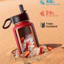 Coolflask 40 oz Water Bottle Insulated with Straw & 3 Leakproof Lids | Water Flask Stainless Steel Triple-Wall Vacuum,Cold 48+h,Dishwasher Safe,Wide Mouth, BPA-Free,Carrier Bag,for Gym,Hiking