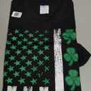 Irish US American Flag Clovers St Patricks Shamrocks T-Shirt, XL