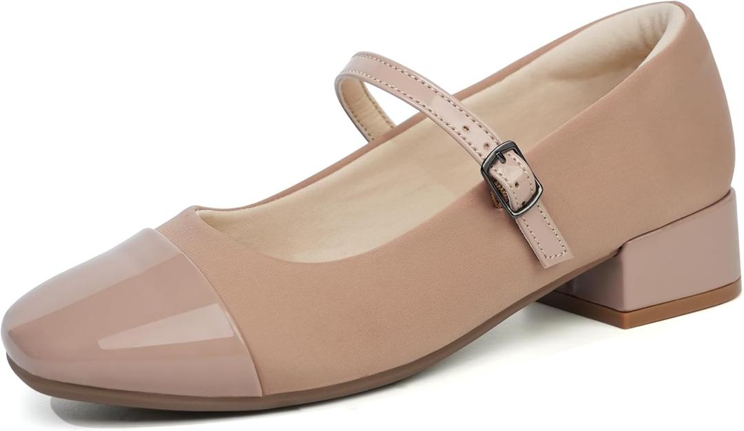 Ortho + Rest Women Mary Janes for Bunions Orthopedic Dress Shoes Low Heel Chunky Pumps 8.5/39 Nude