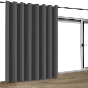 Turquoize Extra Wide Blackout Curtains Total Privacy Black Thermal Efficiency Patio Sliding Door Door Curtain for Living Room Grommet Room Divider Vertical Blind, 1 Panel(100Wx108L, Charcoal Gray)