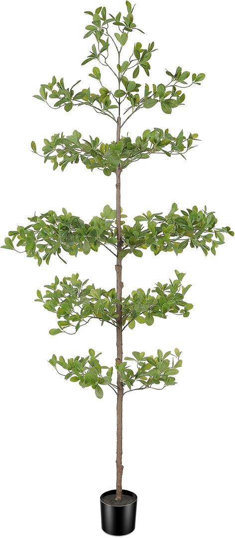 Artificial Black Olive Tree 6ft – Faux Shady Lady Tree with Natural Wood Branches & Realistic Green Leaves, 6 Feet Tall Potted Fake Olive Tree for Indoor Home or Office Decor
