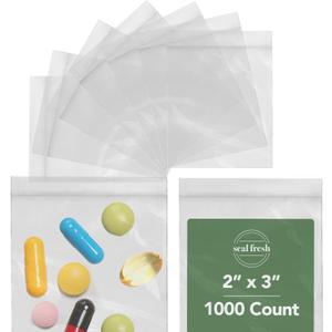 2 x 3 Inch Resealable Plastic Bags 1000 Pack  Clear Reclosable Mini Bags with Zipper Seal for Jewelry, Beads, Small Parts, Crafts, Hardware