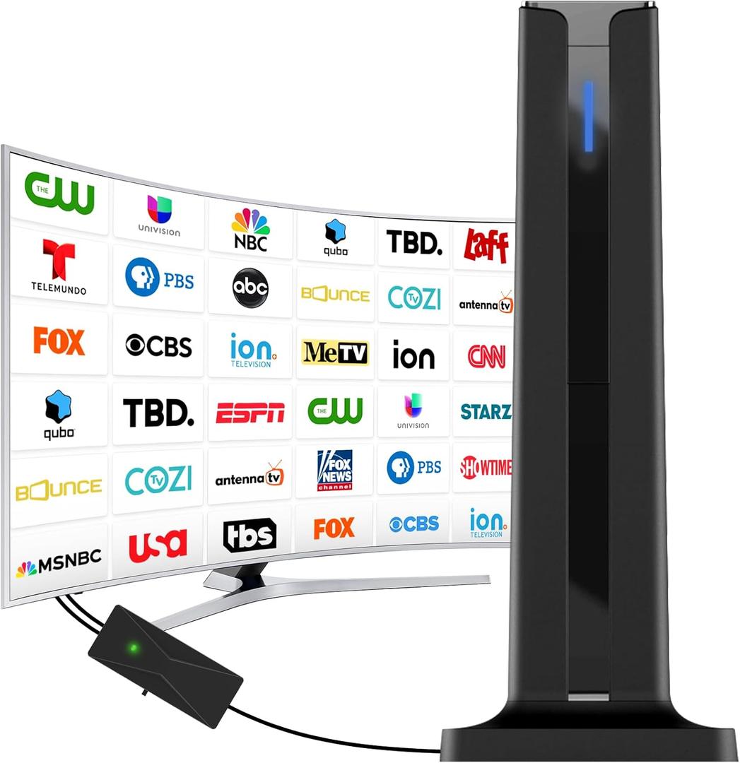 Digital TV Antenna for Smart TV Indoor,2026 TV Antenna with 3M Stick Base, 360&Long Range Reception HDTV Antenna for Local Channels, Easy Installation Antennas for TVs Without Cable (7.0 in)