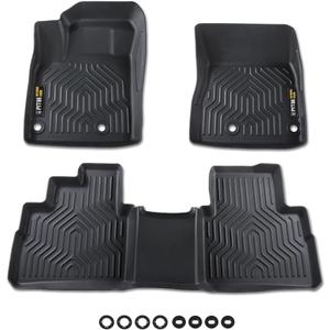 PIT66 Floor Mats for Nissan Rogue 2021 2022 2023 2024 2025(No Sport Models) TPE Custom Fit All Weather Full Cover Protection Cargo Liners Accessories,1st & 2nd Row Car Mats Black