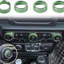 Voodonala Air Conditioner Headlight Center Consoles Switch Knob Cover Trim for 2018-2026+ Jeep Wrangler JL JLU Gladiator JT 4xe Interior Accessories,Green Aluminum Alloy 4pcs