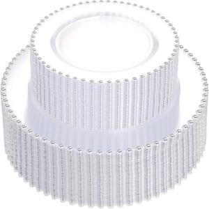 supernal 100PCS Clear Plastic Plates, Clear Plates with Silver Trim, Elegant Plastic Plate Include 50 Dinner Plate 10'' and 50 Dessert Appetizer Plates 7'' for Party, Wedding, Bridal Baptism