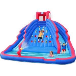 Sunny & Fun Ultra Climber Inflatable Water Slide Park  Heavy-Duty for Outdoor Fun - Climbing Wall, Two Slides & Splash Pool  Easy to Set Up & Inflate with Included Air Pump & Carrying Case