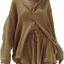 TOLENY Women Casual 2 Piece Summer Outfits Long Sleeve Shirt Top and Shorts Tracksuit Sets, XL