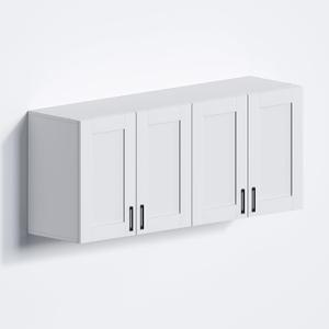 White Laundry Room Cabinets and Storage with 4 Doors and Utility Adjustable ShelfGabinetes Para Cocina Cupboard Kitchen Organizers and Storage Pantry Wall Mounted 12.4"D x 47.2"W x 19.7"H