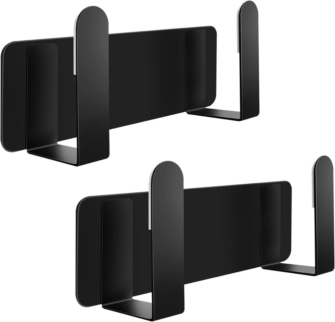 Pot Lid Rack, Wall Mounted 304 Stainless Steel Pan Lid Organizer Holder, Self Adhesive, Kitchen Cooking Utensil Tool (Black, Set of 2)