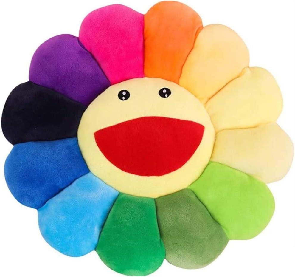 TEFU Flower Plush Pillow, Sunflower Pillow Soft & Comfortable Sunflower Cushion Colorful Sun Flower Plush Toy Home Bedroom Shop Restaurant Decor (Colorful, 21.6 In/ 55 Cm)