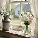 naturevibe Sisal Baby Bunny Easter Decorations,Set of 3 White Easter Bunny Family for Home Decorations or Seasonal Parties,Cute Rabbit Decor as Decorative Farm Animals for Spring Decor