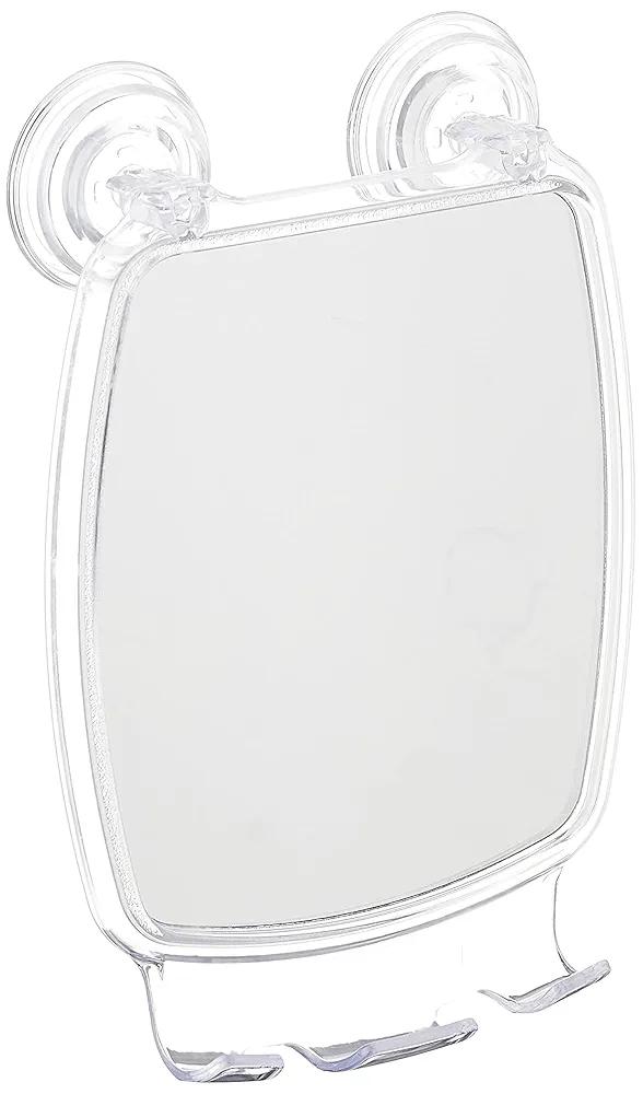 iDesign Plastic Power Lock Suction Shower Shaving Mirror with Razor Holder, Fog-Free Mirror for Bathroom or Tub, 6.25" x 8.5" x 2.5", Clear